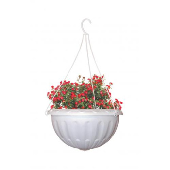 Кашпо пластм. подвесное "Джулия" 8,0л d верха 325мм h175мм Белый М1458 (ЗПИ "Альтернатива") *1/15