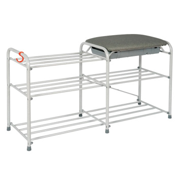 Подставка для обуви металл. "Альфа 33" 3-х ярусная 890х300х480мм с Мягк.Сид.+Ящик Бел.ПДОА33СЯ Б *1