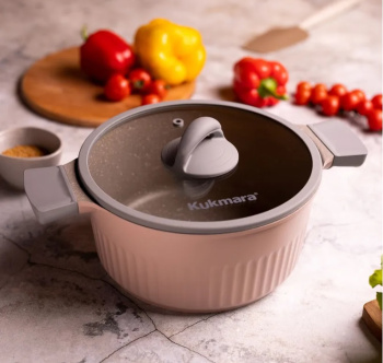 Кастрюля алюмин. антипригарная "Kukmara" "Stella" Cappuccino 4,2л Стекл.кр. кск42а *1/3