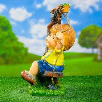 Садовая фигура "Мальчик на качелях" 44см   4074850