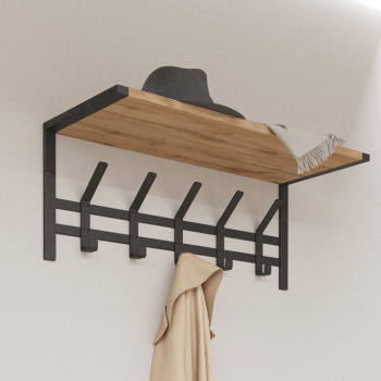 Вешалка настенная с полкой 670х270х270мм "Торонто 21Д" Черная ВСПТ21Д Ч ("ЗМИ") *1 Вешалка настенная с полкой 670х270х270мм "Торонто 21Д" Черная ВСПТ21Д Ч ("ЗМИ") *1