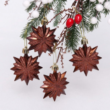 Ёлочные игрушки Звезда остроконечная 6 см (набор 4 шт), шоколад