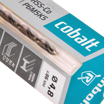 Сверло по металлу 4,80*86/52мм HSS-Co P6M5К5 (1шт) блистер арт.668048 COBALT RENNBOHR *10/40/640