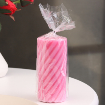 Свеча-цилиндр "Спираль", 5х10 см, малиновая, 6 ч 9889549