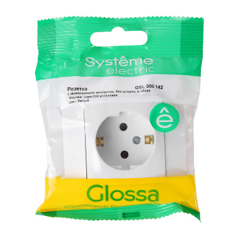 Розетка "Glossa" СП 1-мест. белая с/з GSL000142 *1/15/90