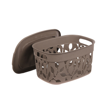 Коробка д/хранения пластм. с кр. "Флора" 280x205x155мм (5,5л) Франц.серый М2362 ("М-Пластика") *1/15